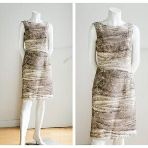 Lafayette 148 Wool Silk Blend Bronze  Gold Dress